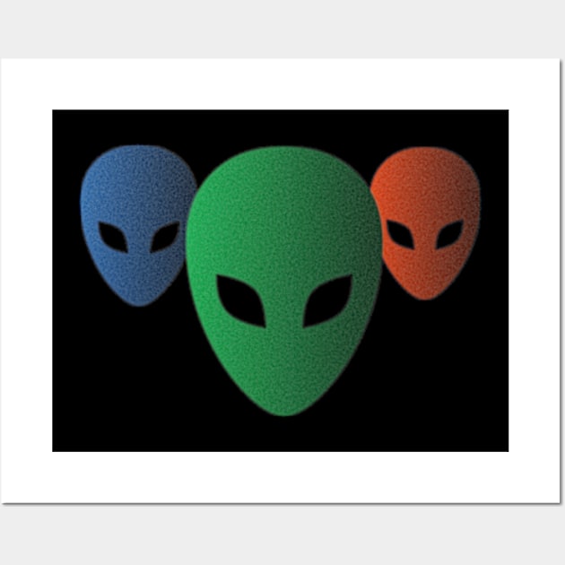 Green and red blue alien face Wall Art by RENAN1989